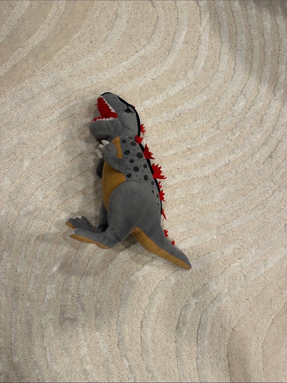 Plush Grey and Red Dino Stuffed Animal (selling as no returns)